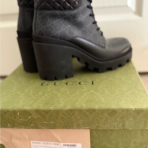 Gucci Black Quilted Heeled Boots